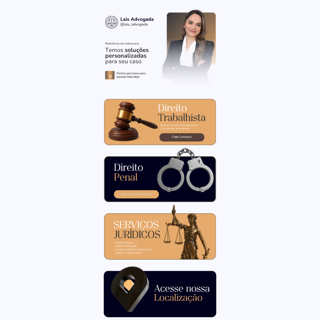 art link da bio para o nicho de advogada