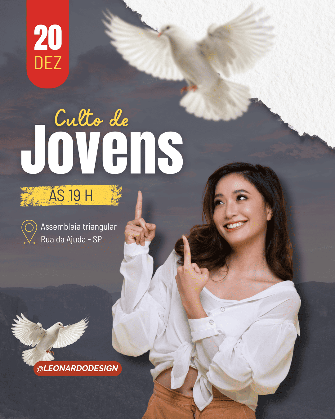 na imagem mostra uma arte digital para post de divulgação de evento religioso jovem