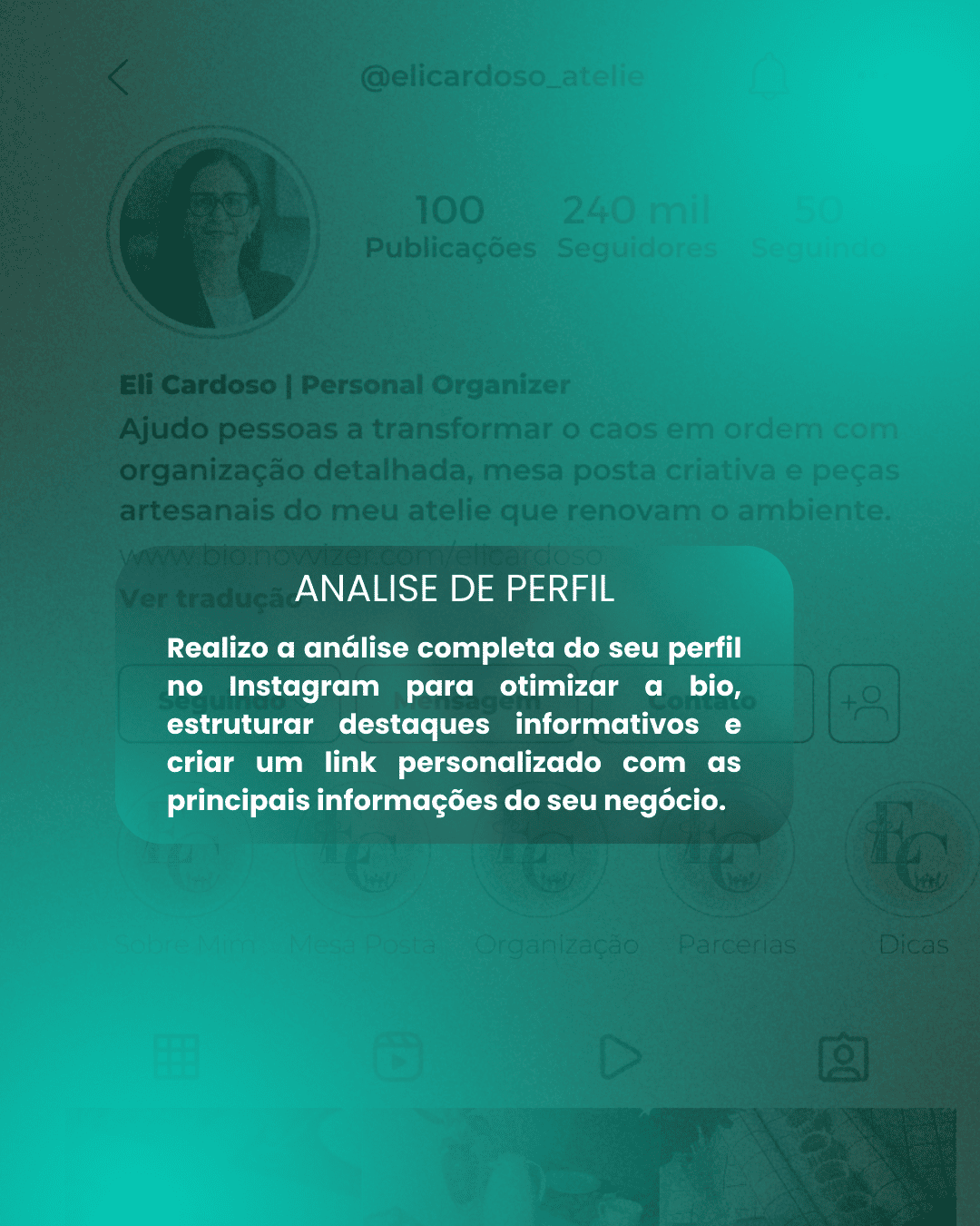 na imagem mostra uma arte digital para quem buscar deixar o perfil do instagram profissional, e com informações relevantes ao publico