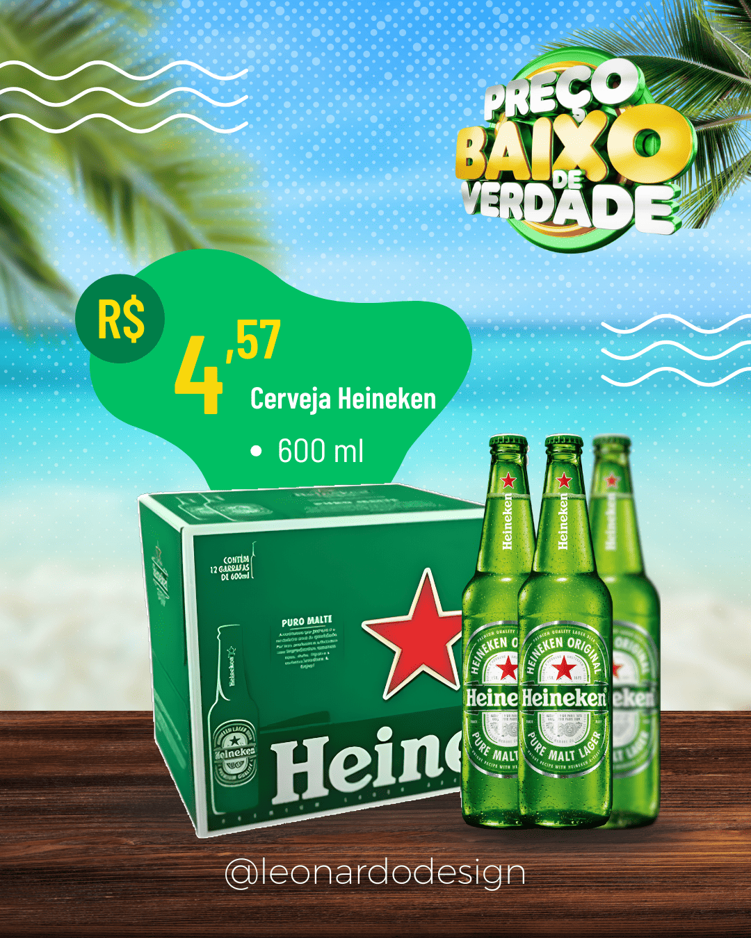 na imagem mostra uma arte digital para quem é comerciante, na imagem mostra algumas cervejas e o valor e aproveita o verão para divulgar