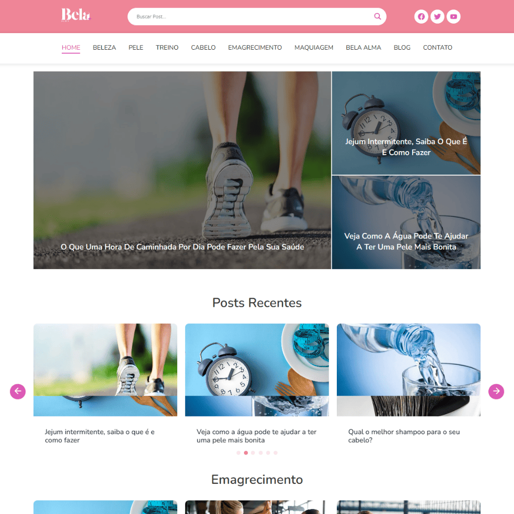 site criado em wordpress sobre saúde e bem estar