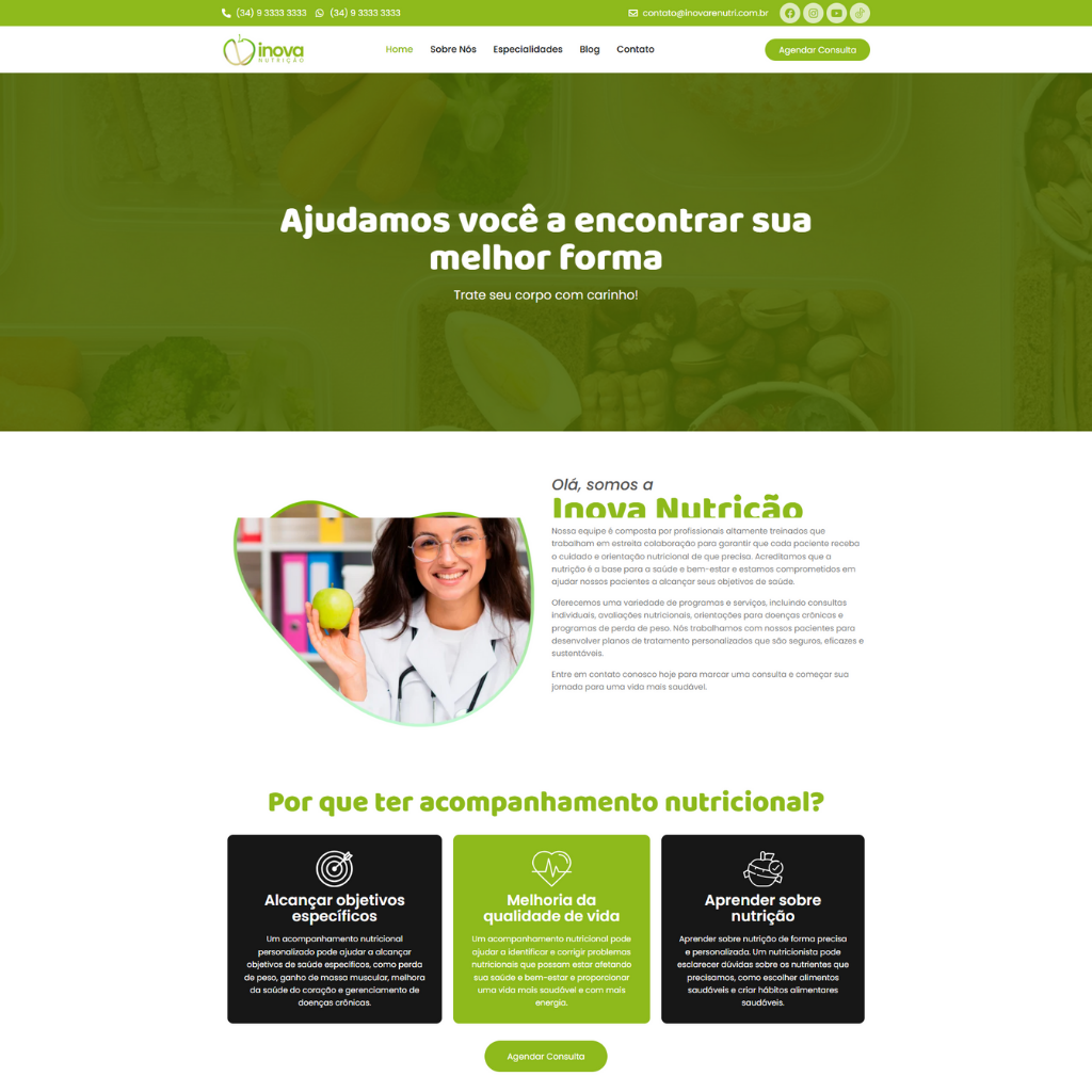 site de nutricionista criado no wordpress